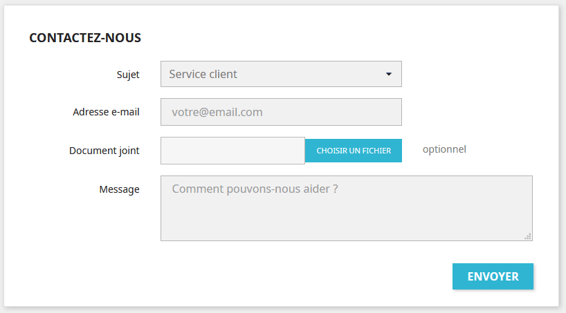 Prestashop 1.7 contact form by default