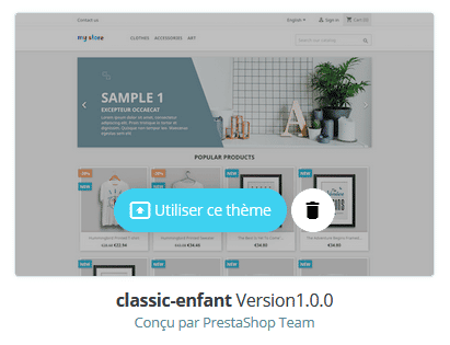 activation child theme Prestashop 1.7