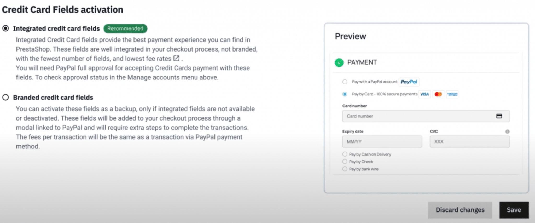 paiement par carte prestashop checkout